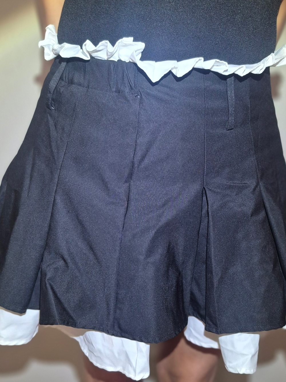 Women’s Black Pleated Skater Shorts